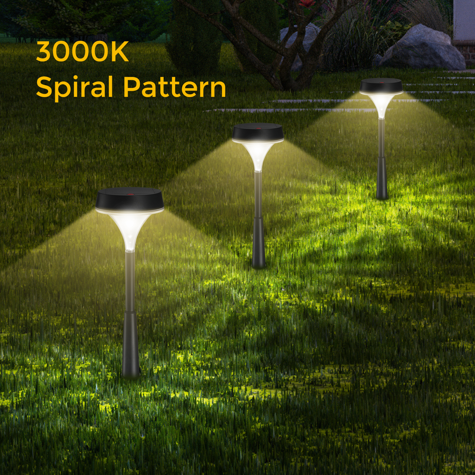 2pcs Hyderson Solar Lights 3000K RGB Emergency Outdoor Solar Garden Lights IP67 Waterproof 150lm Bright LED Landscape Light Solar Walkway Lights for Path Yard Patio Driveway Christmas [2 Years Warrant
