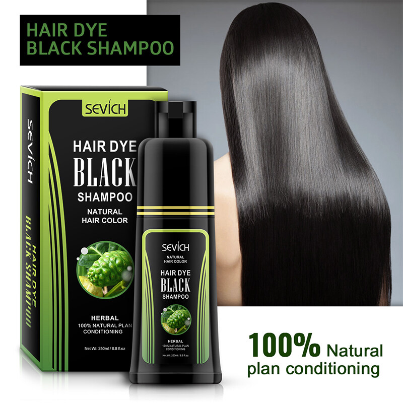 SEVICH Natural Herbal Essence Shampoo 250ML Permanent Grey Hair Return Black Dye Shampoo