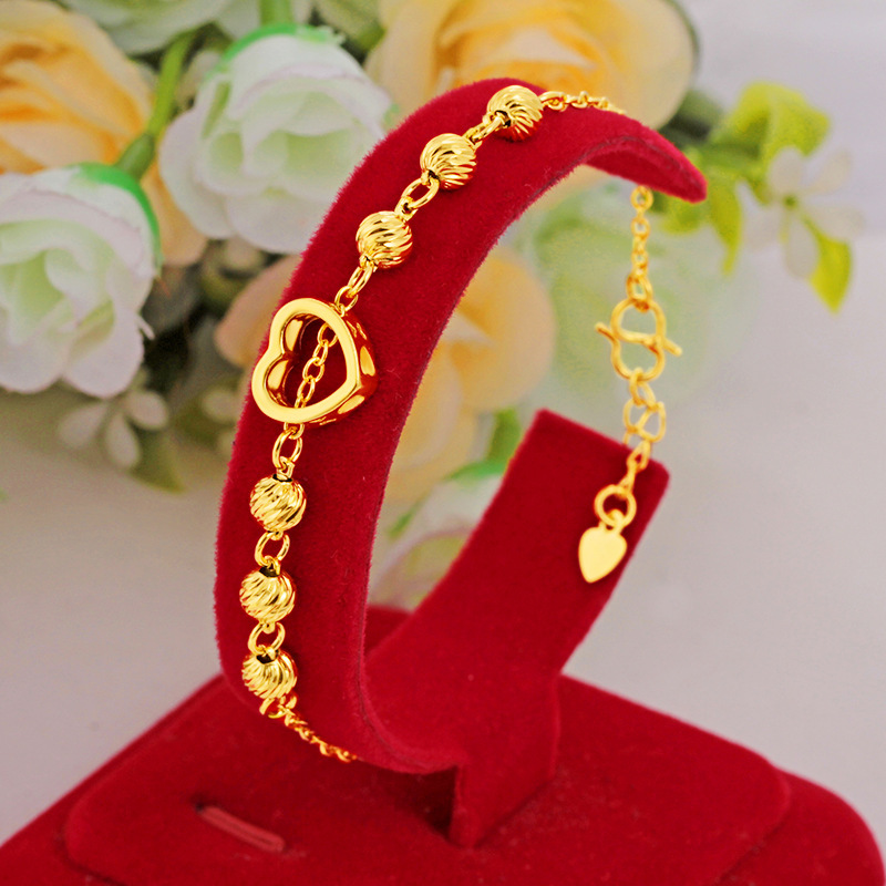 Pure Gold 18k Pawnable Saudi Legit Original Not Fading Necklace for Women Peach Heart Heart-shaped Pendant Birthday Present Water Ripple Chain Good Luck Couple Necklace Girlfriend Gift Fasion Jeweller