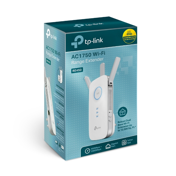 TP-Link RE450 AC1750 Dual Band Gigabit MU-MIMO Wi-Fi Range Extender/3 Years Distributor Warranty