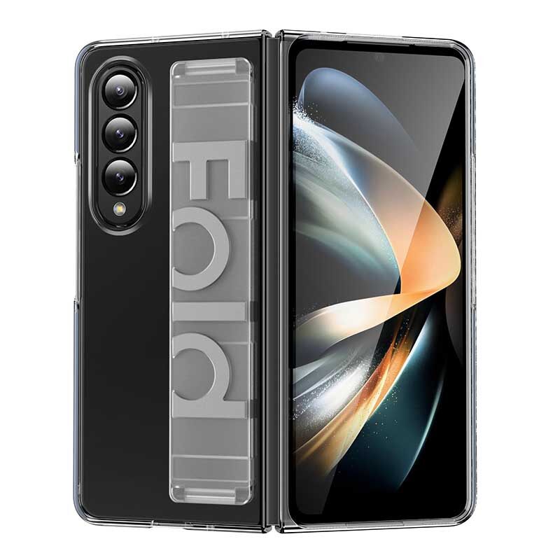 For Samsung Galaxy Z Fold 6 5 4 3 Phone Case, Matte PC Silicone Wristband Shockproof Protection Back Cover Accessories