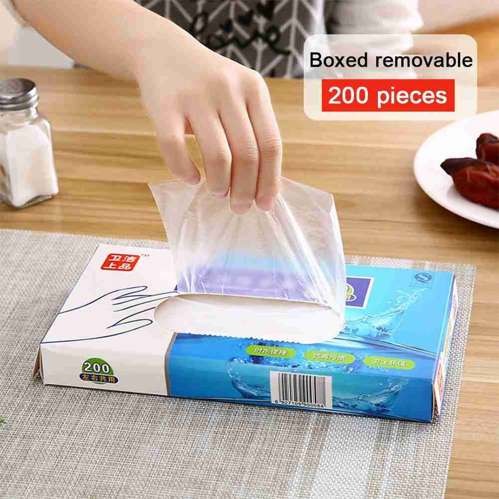 100 x/bag Disposable Gloves Latex Powder Free Clear Clean PE Cater Plastic Food Z3C0
