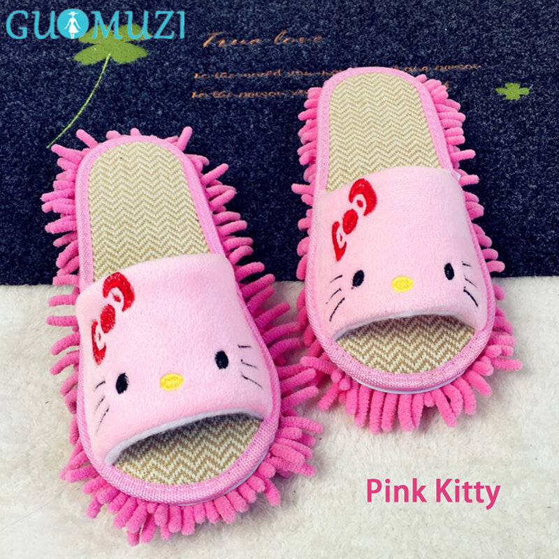 [GUOMUZI] Cartoon Dog Lazy Mop Slippers Unisex Microfiber Cleaning Floor Dusting Slippers