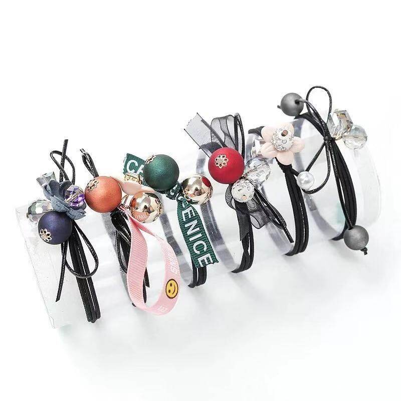 6Pcs/Set Fashion Hair Accessories Bows Elastic Hair Bands For Women Scrunchies Rubber Band Girls Hair Ties Ponytail Holder